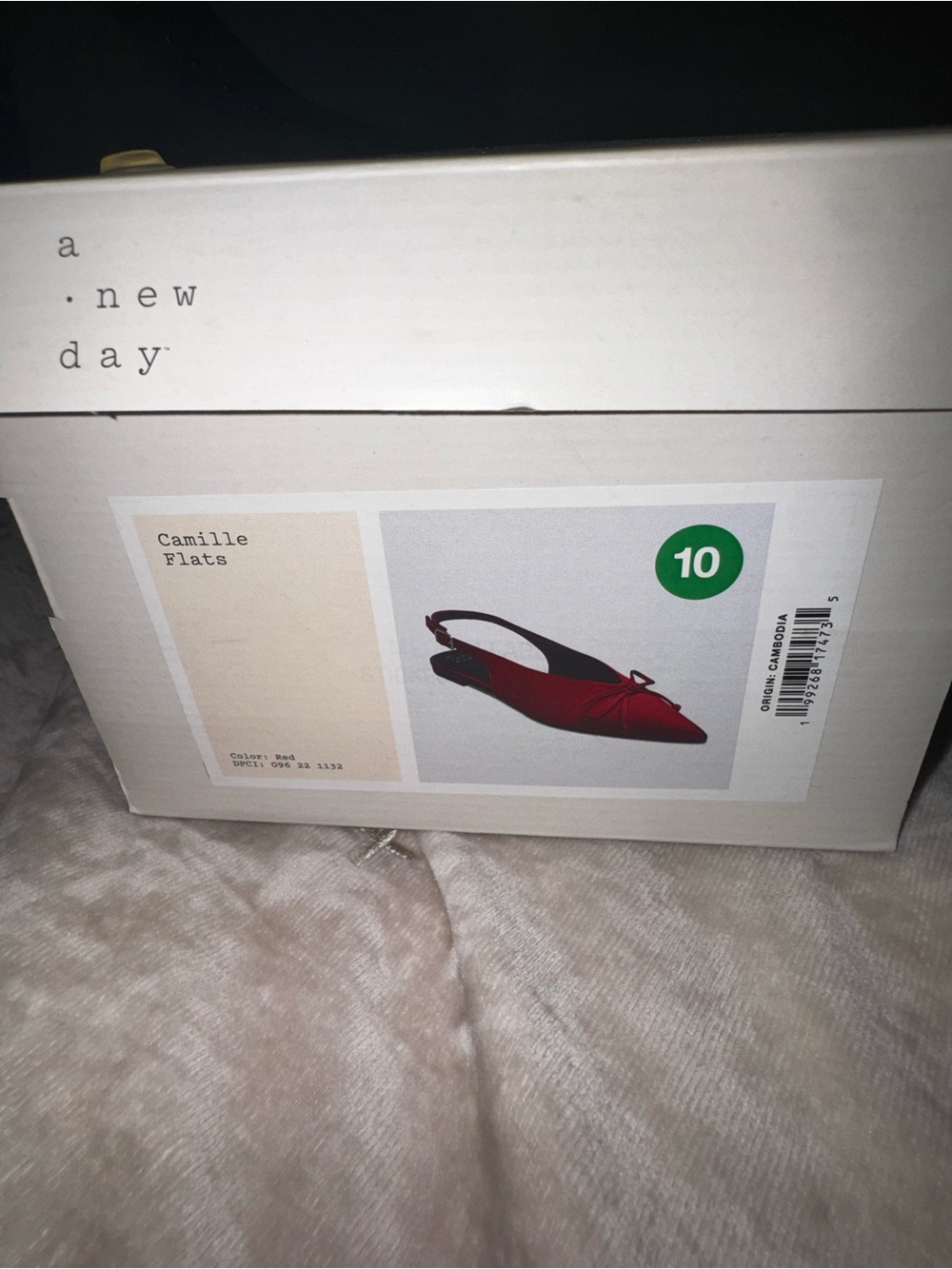 a new day Red Satin Pointed Slingback Flats with Bow Detail - Picture 3 of 3